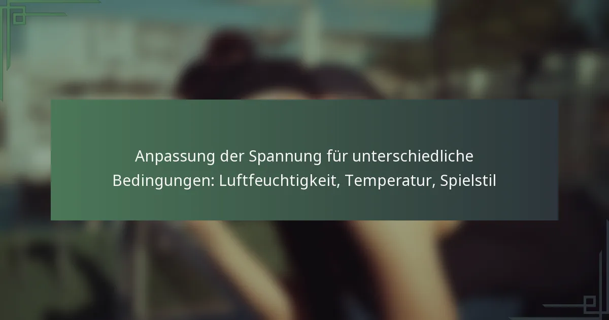 Anpassung der Spannung für unterschiedliche Bedingungen: Luftfeuchtigkeit, Temperatur, Spielstil