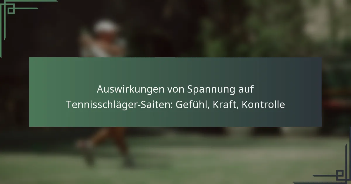 Auswirkungen von Spannung auf Tennisschläger-Saiten: Gefühl, Kraft, Kontrolle
