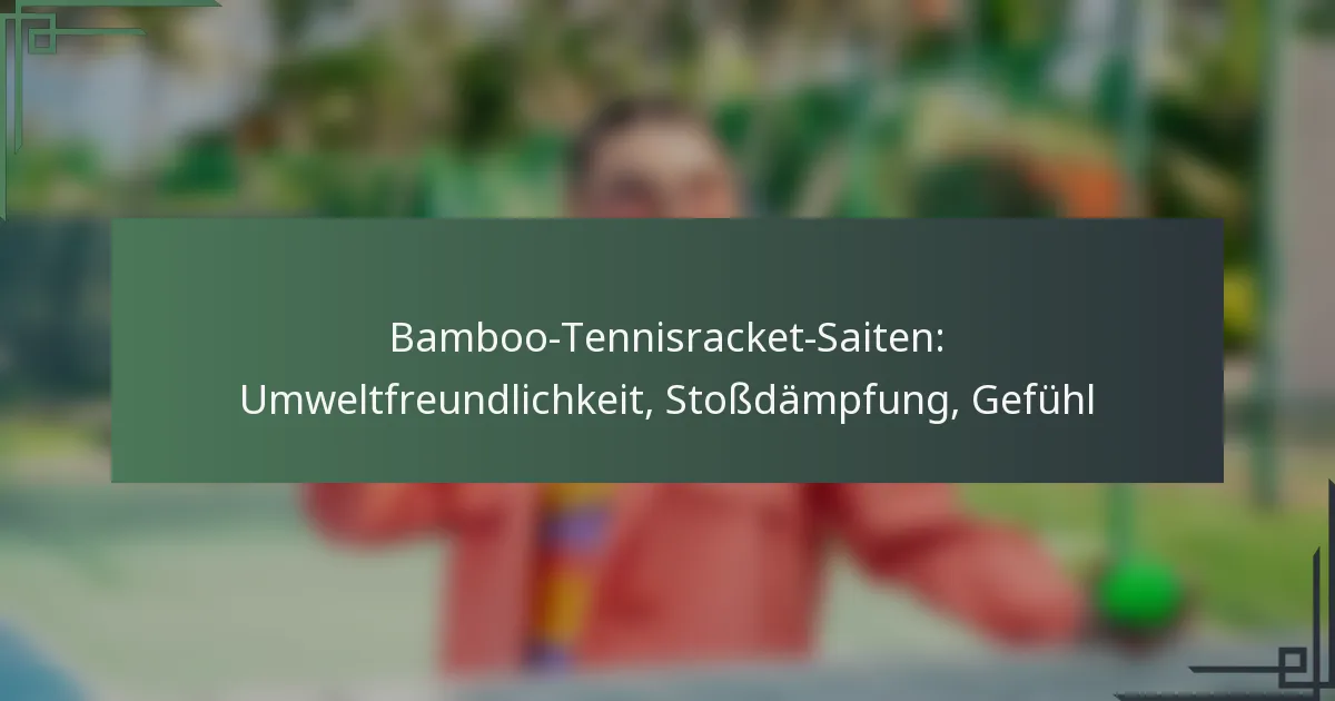Bamboo-Tennisracket-Saiten: Umweltfreundlichkeit, Stoßdämpfung, Gefühl
