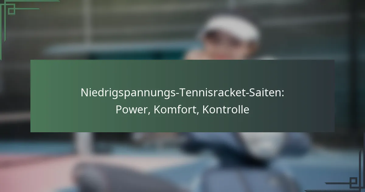 Niedrigspannungs-Tennisracket-Saiten: Power, Komfort, Kontrolle