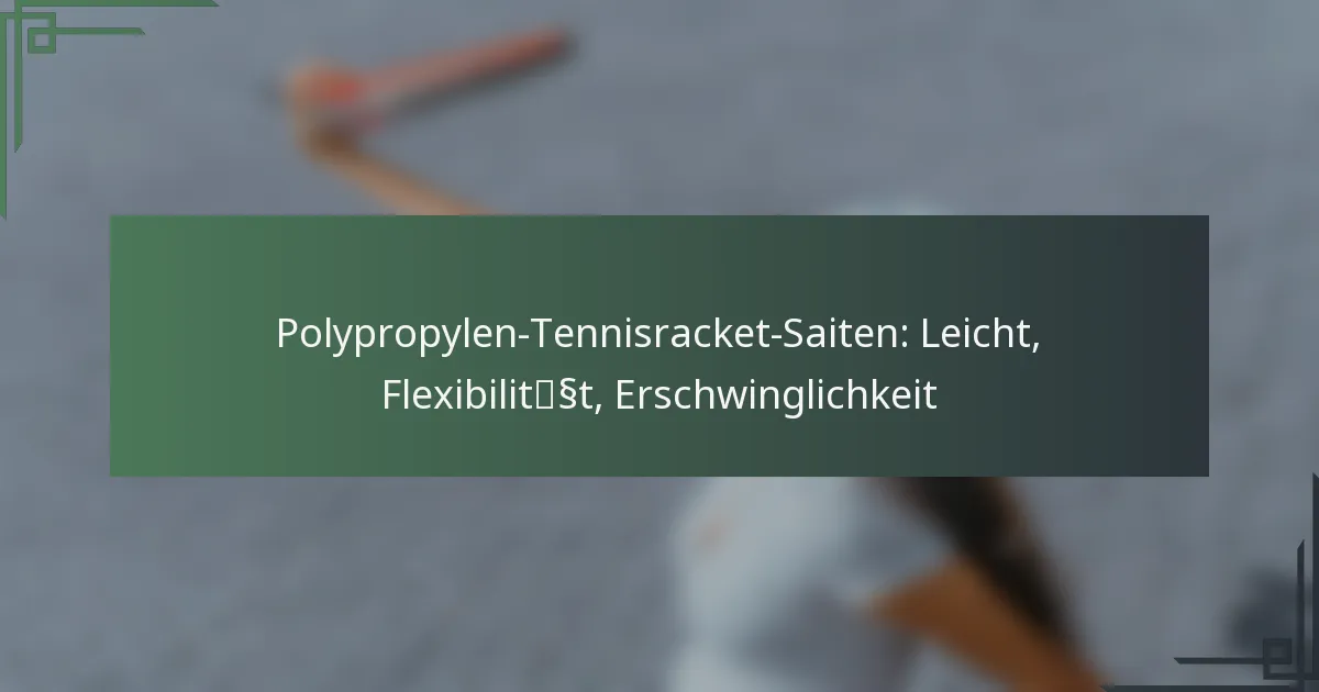 Polypropylen-Tennisracket-Saiten: Leicht, Flexibilität, Erschwinglichkeit