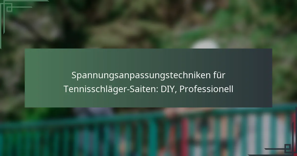Spannungsanpassungstechniken für Tennisschläger-Saiten: DIY, Professionell