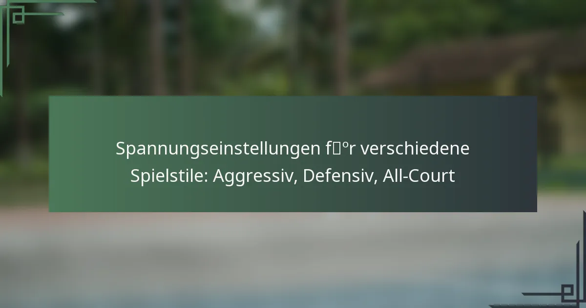 Spannungseinstellungen für verschiedene Spielstile: Aggressiv, Defensiv, All-Court