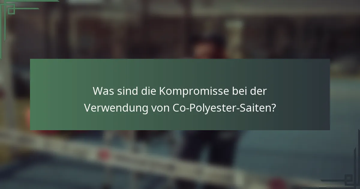 Was sind die Kompromisse bei der Verwendung von Co-Polyester-Saiten?