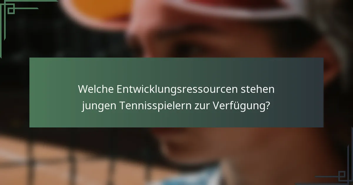 Welche Entwicklungsressourcen stehen jungen Tennisspielern zur Verfügung?