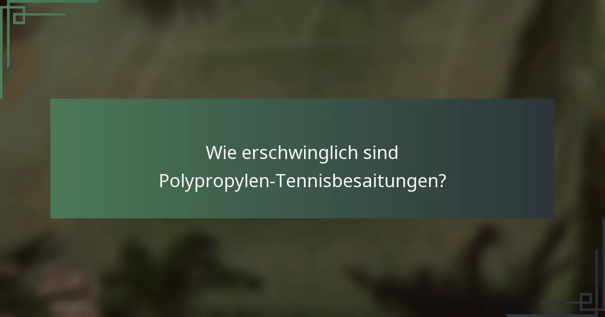 Wie erschwinglich sind Polypropylen-Tennisbesaitungen?