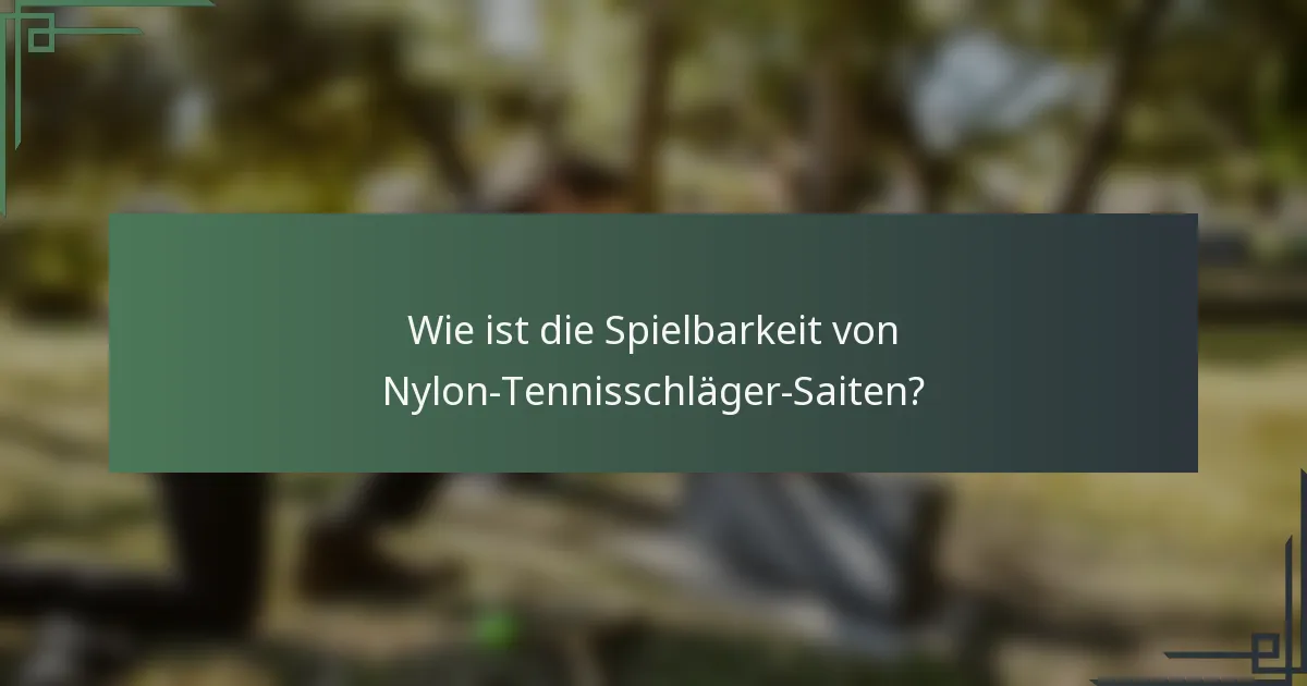Wie ist die Spielbarkeit von Nylon-Tennisschläger-Saiten?